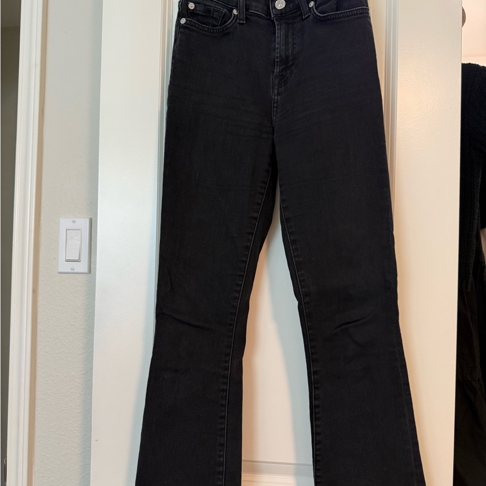 7 For All Mankind Black Flare Wide Leg Jeans